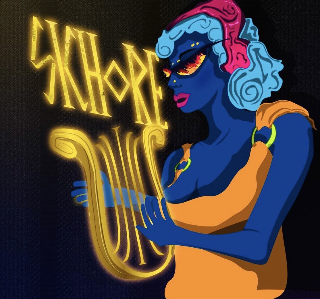 Sichore - Artistic representation of the ancient muse with modern musical elements